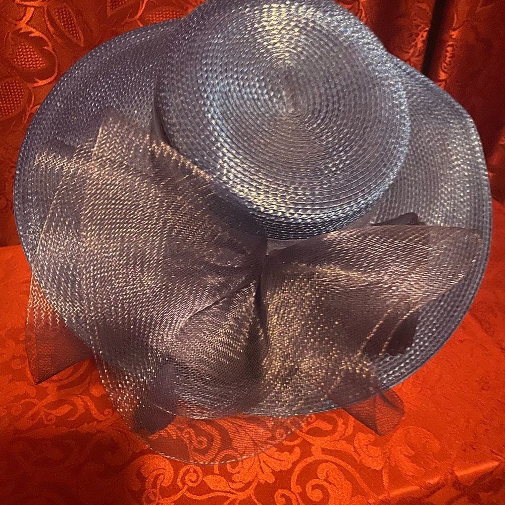 Wide brim blue hat
